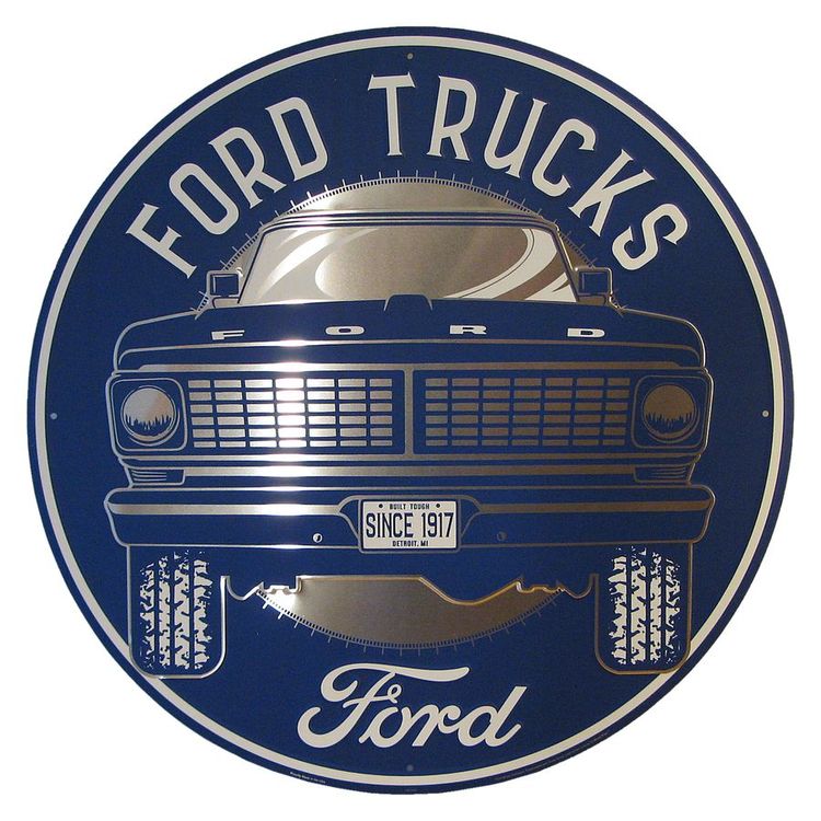Signs 4 Fun Round Sign | Ford Trucks | 12” Diameter | Embossed Aluminum Sign | Made in the USA