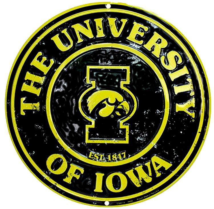 Signs 4 Fun Round Sign | SR60116 University of Iowa | 12 Diameter | Embossed Aluminum Sign | Made in the USA