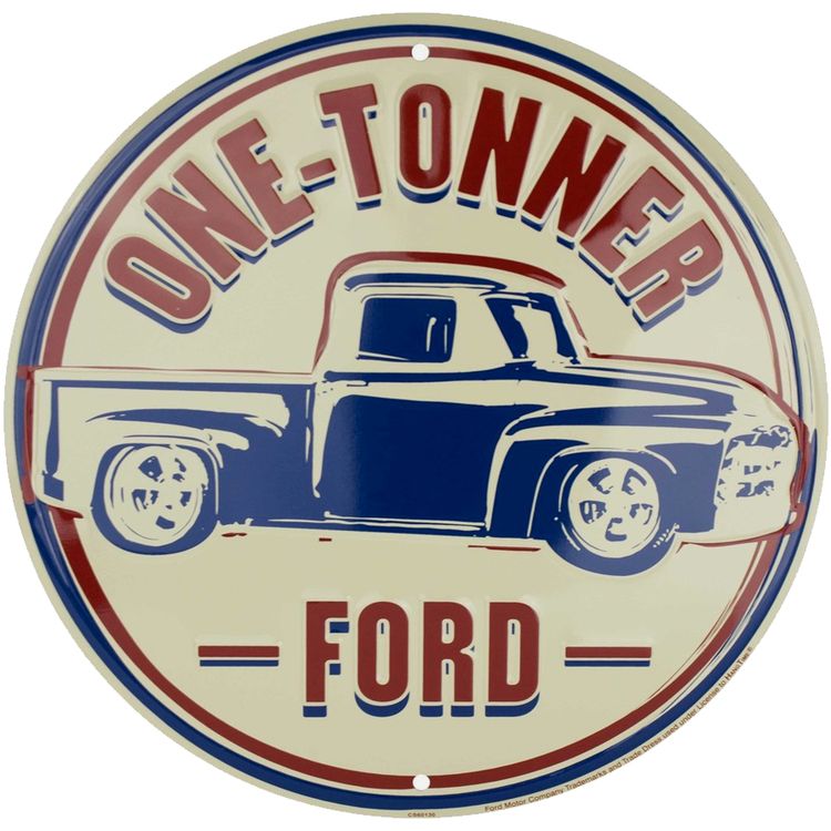 Signs 4 Fun Round Sign | Ford One Tonner Sign | 12 Diameter | Embossed Aluminum Sign | Made in the USA
