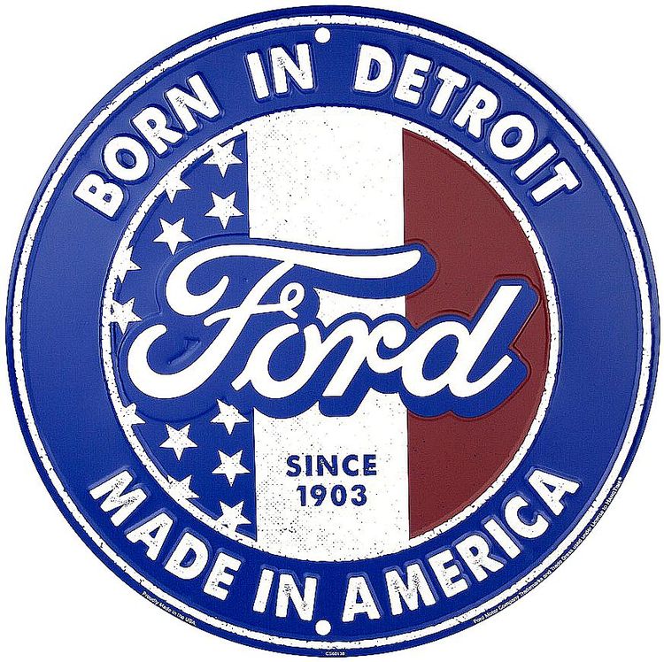 Signs 4 Fun Round Sign | Ford Born in Detroit | 12” Diameter