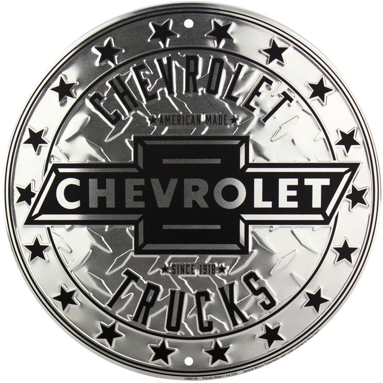 Signs 4 Fun Round Sign | Chevy Trucks | 12 Diameter | Embossed Aluminum Sign | Made in the USA