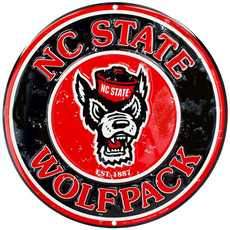 Signs 4 Fun Round Sign | Wolfpack | 12” Diameter | Embossed Aluminum Sign | Made in the USA