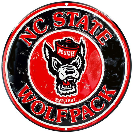 Signs 4 Fun Round Sign | Wolfpack | 12” Diameter | Embossed Aluminum Sign | Made in the USA