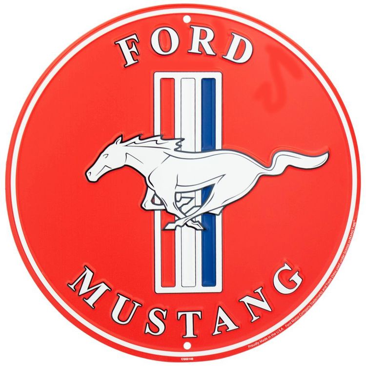 Signs 4 Fun Round Sign | Ford Mustang | 12 Diameter | Embossed Aluminum Sign | Made in the USA