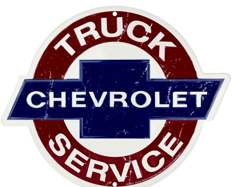 Signs 4 Fun Round Sign | Chevrolet Truck Service Sign | 12” Diameter | Embossed Aluminum Sign | Made in the USA