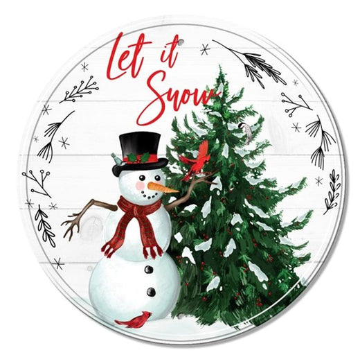 Let It Snow 11.5" Round Metal Tin Sign - 9301