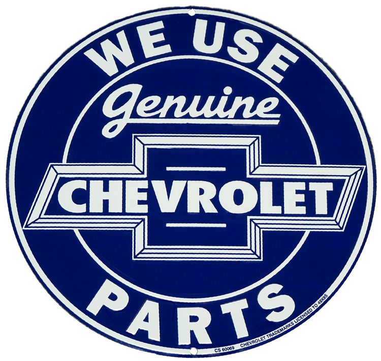 Signs 4 Fun Round Sign | Chevy Genuine Parts Sign | 12 Diameter | Embossed Aluminum Sign | Made in the USA