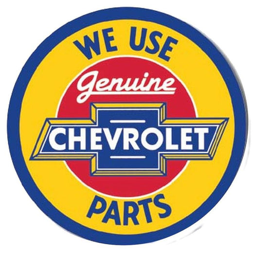 Signs 4 Fun Round Sign | Chevy We Use Parts | 12” Diameter | Embossed Aluminum Sign | Made in The USA