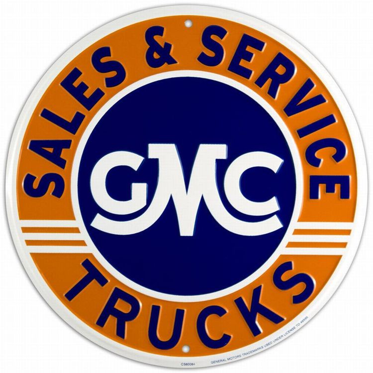 Signs 4 Fun Round Sign | GMC Sales & Service Sign | 12” Diameter | Embossed Aluminum Sign | Made in the USA