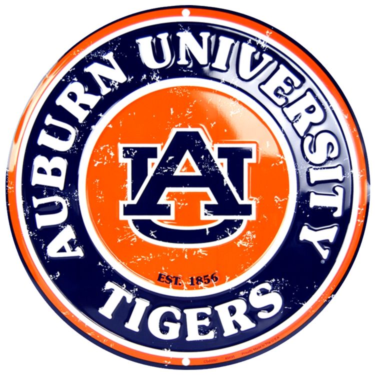 Signs 4 Fun Round Sign | Auburn Tigers Sign | 12 Diameter | Embossed Aluminum Sign | Made in the USA