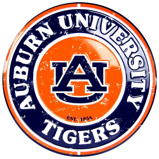 Signs 4 Fun Round Sign | Auburn Tigers Sign | 12 Diameter | Embossed Aluminum Sign | Made in the USA