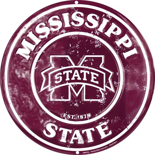 Signs 4 Fun Round Sign | Mississippi State Sign | 12 Diameter | Embossed Aluminum Sign | Made in the USA