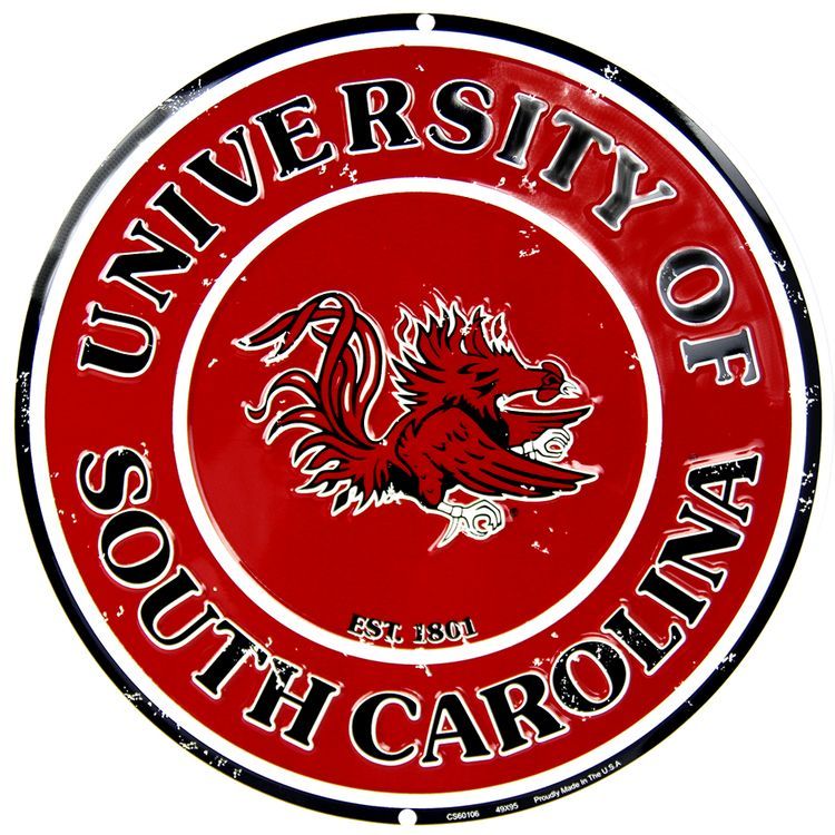 Signs 4 Fun Round Sign | South Carolina Retro Sign | 12 Diameter | Embossed Aluminum Sign | Made in the USA