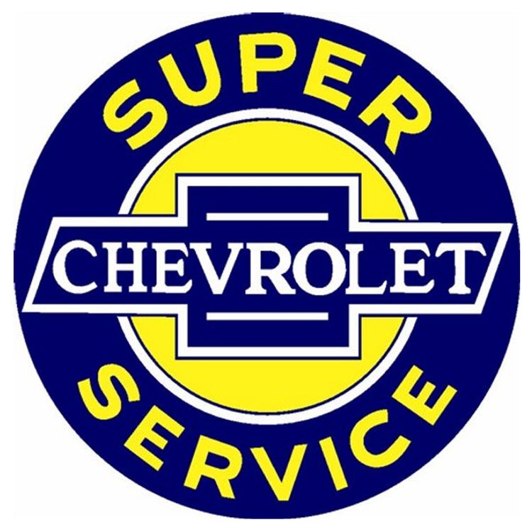 Signs 4 Fun Round Sign | Chevy Super Service Sign | 12 Diameter | Embossed Aluminum Sign | Made in the USA