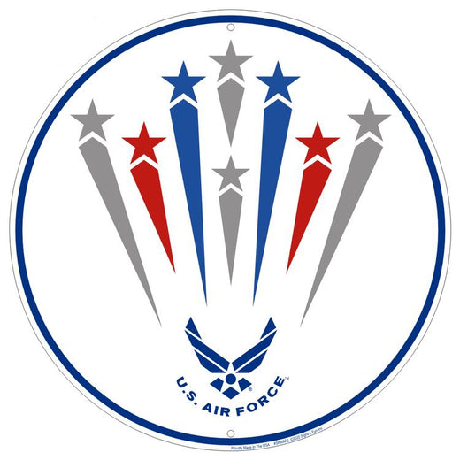 Signs 4 Fun Round Sign | Air Force Shooting Stars | 12 Diameter | Embossed Aluminum Sign | Made in the USA