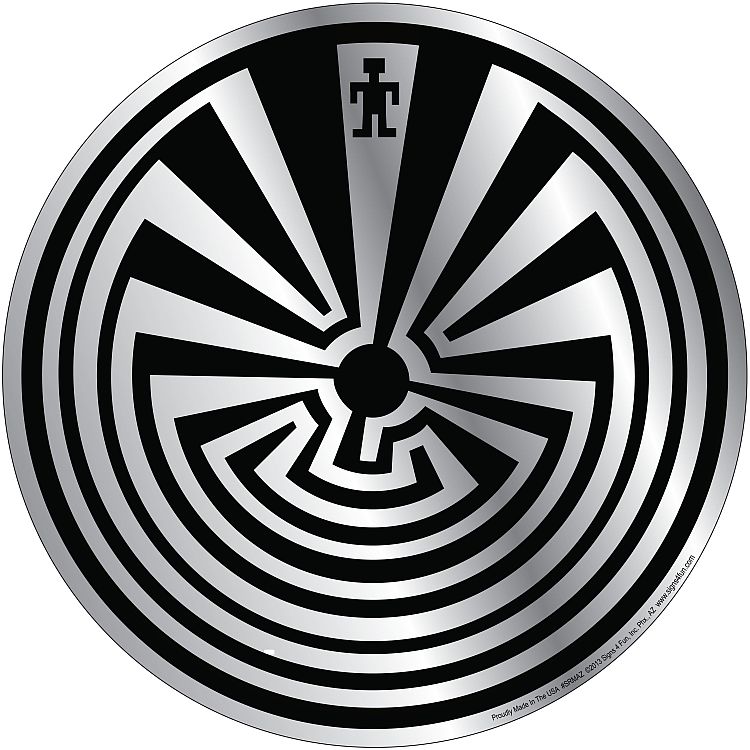 Signs 4 Fun Round Sign | Man in Maze Grey Sign | 12” Diameter | Embossed Aluminum Sign | Made in the USA