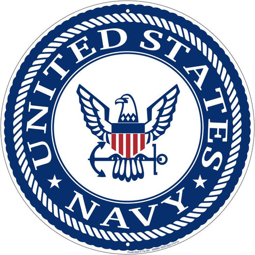 Signs 4 Fun Round Sign | Navy Emblem | 12 Diameter | Embossed Aluminum Sign | Made in the USA