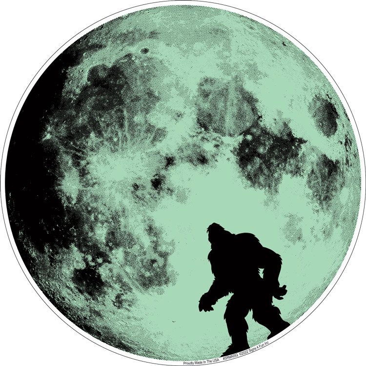 Signs 4 Fun Round Sign | Sasquatch Moon Glow | 12 Diameter | Embossed Aluminum Sign | Made in the USA