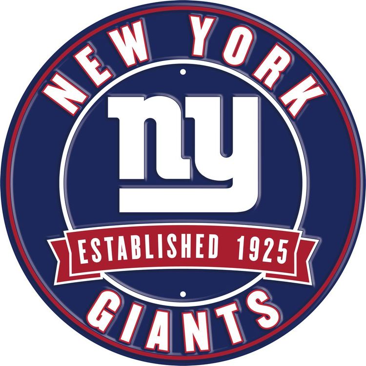 Signs 4 Fun Round Sign | NY Giants | 12” Diameter | Embossed Aluminum Sign | Made in the USA