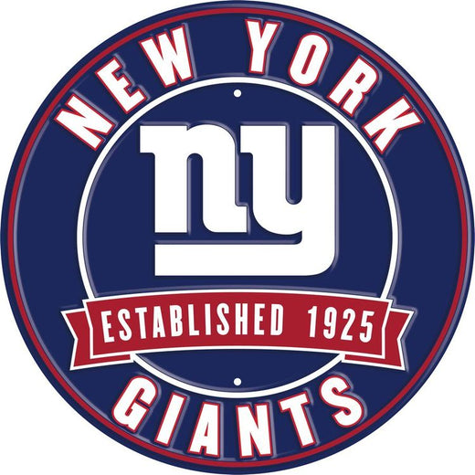 Signs 4 Fun Round Sign | NY Giants | 12” Diameter | Embossed Aluminum Sign | Made in the USA