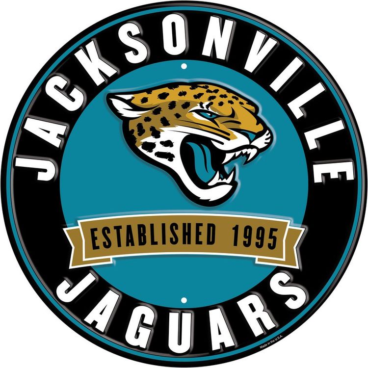 Signs 4 Fun Round Sign | Jacksonville Jaguars | 12 Diameter | Embossed Aluminum Sign | Made in the USA