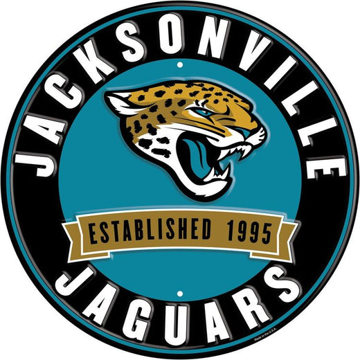 Signs 4 Fun Round Sign | Jacksonville Jaguars | 12 Diameter | Embossed Aluminum Sign | Made in the USA