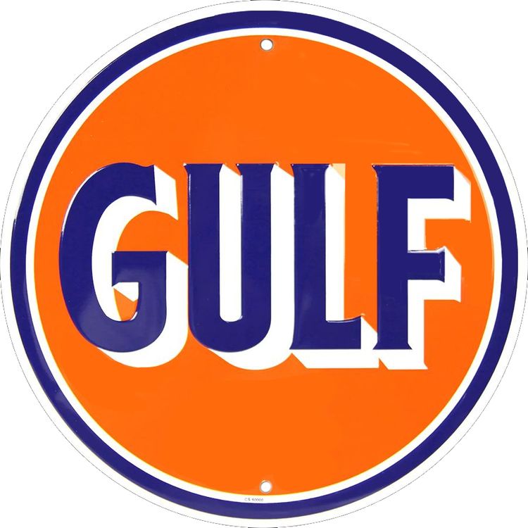 Signs 4 Fun Round Sign | Gulf Gas Oil Sign | 12” Diameter | Embossed Aluminum Sign | Made in the USA