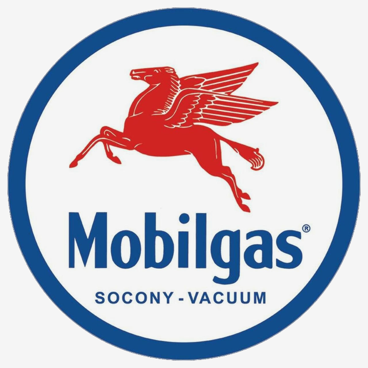 Signs 4 Fun SROM Oil-Mobilgas Pegasus Round Sign, Blue