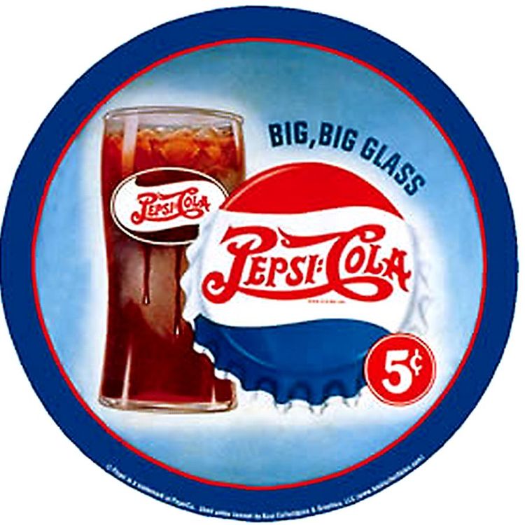 Signs 4 Fun Round Sign | Pepsi Big Glass Sign | 12” Diameter | Embossed Aluminum Sign | Made in the USA