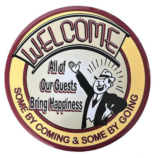 Signs 4 Fun Round Sign | SRRD114 Welcome | 12 Diameter | Embossed Aluminum Sign | Made in the USA