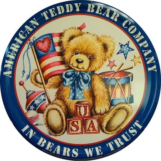 Signs 4 Fun SRTBU USA Bear Round Sign, Blue