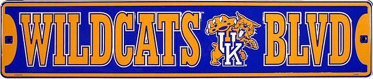 Signs 4 Fun Decorative Street Sign | KY Univ Wildcat BLVD | 24” x 5” | Embossed Aluminum Sign | Made in the USA | SS20020
