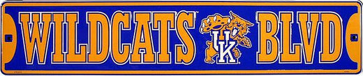 Signs 4 Fun Decorative Street Sign | KY Univ Wildcat BLVD | 24” x 5” | Embossed Aluminum Sign | Made in the USA | SS20020