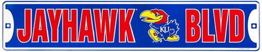 Signs 4 Fun Decorative Street Sign | Kansas University Jayhawks | 24” x 5” | Embossed Aluminum Sign | Made in the USA | SS20050