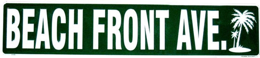 Signs 4 Fun Decorative Street Sign | Beach Front Ave | 24” x 5” | Embossed Aluminum Sign | Made in the USA | SSBF