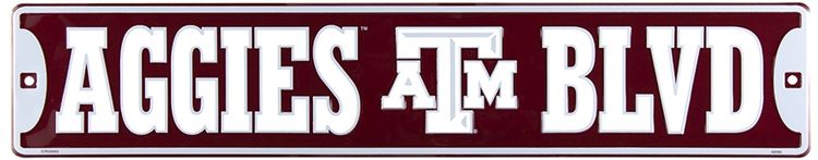Signs 4 Fun Decorative Street Sign | Texas A&M (Maroon) | 24” x 5” | Embossed Aluminum Sign | Made in the USA | SSCTAM