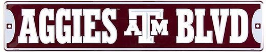 Signs 4 Fun Decorative Street Sign | Texas A&M (Maroon) | 24” x 5” | Embossed Aluminum Sign | Made in the USA | SSCTAM