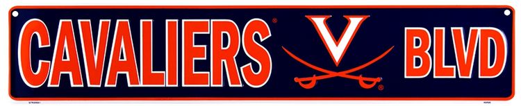 Signs 4 Fun Decorative Street Sign | University of Virginia Cavaliers BLVD | 24” x 5” | Embossed Aluminum Sign | Made in the USA | SSCUV
