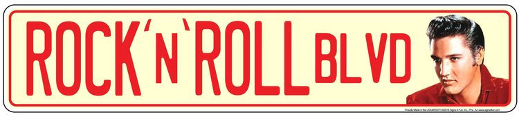 Signs 4 Fun Rock N Roll Blvd Street Sign, Decorative Sign, Red Plastic, 5.5 x 24 inches