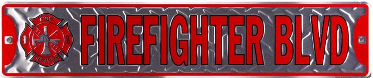 Signs 4 Fun Decorative Street Sign | Fire Fighter BLVD | 24 x 5 | Embossed Aluminum Sign | Made in the USA | SSFM