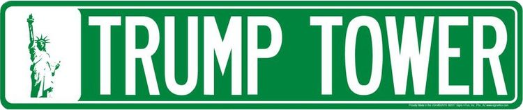 Signs 4 Fun Decorative Street Sign | NY Trump Tower | 24” x 5” | Embossed Aluminum Sign | Made in the USA | SSNY6