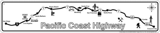 Signs 4 Fun Decorative Street Sign | Pacific Coast Map | 24 x 5.5 | Embossed Aluminum Sign | Made in the USA | SSPCM