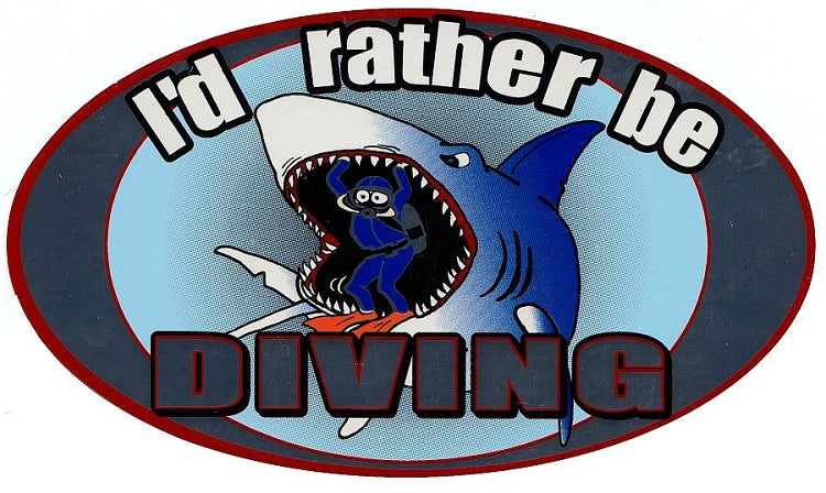 Signs 4 Fun STK215 Rather Be Diving Sticker, Blue