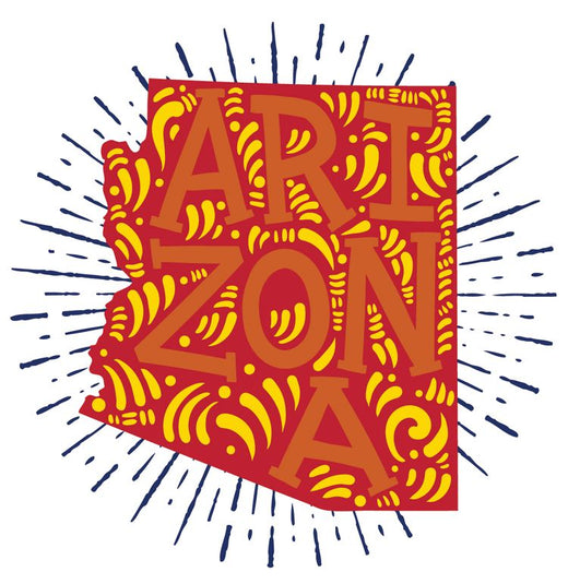 Signs 4 Fun STKAZ25 Arizona Red and Gold Sticker, Orange