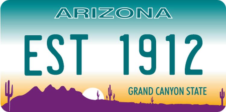 Signs 4 Fun STKAZ65 Arizona Plate Est 1912 Lg Sticker, Blue