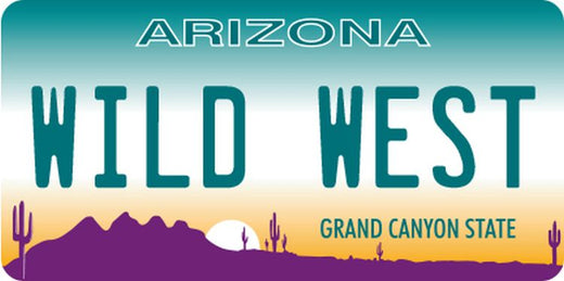 Signs 4 Fun STKAZ66 Arizona Plate Wild West Lg Sticker, Blue