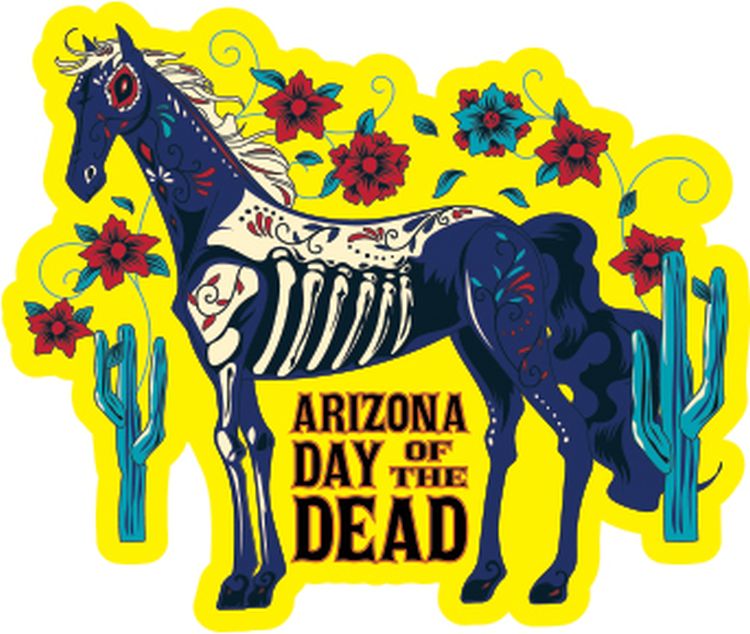 Signs 4 Fun STKAZ73 Arizona Horse Day Dead Lg Sticker, Yellow