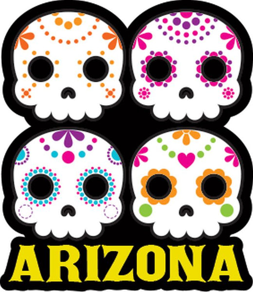Signs 4 Fun STKAZ76 Arizona Sugar Skull Stack Lg Sticker, Yellow