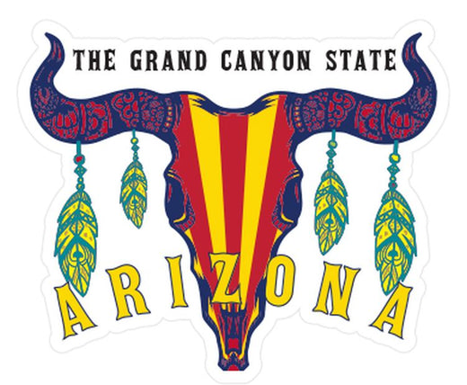 Signs 4 Fun STKAZ79 Arizona Cattle Skull Stripes Lg Sticker, Red