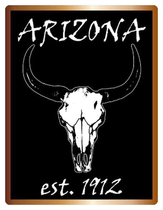 Signs 4 Fun STKAZ91 Arizona Est 1912 Skull Lg Sticker, Black
